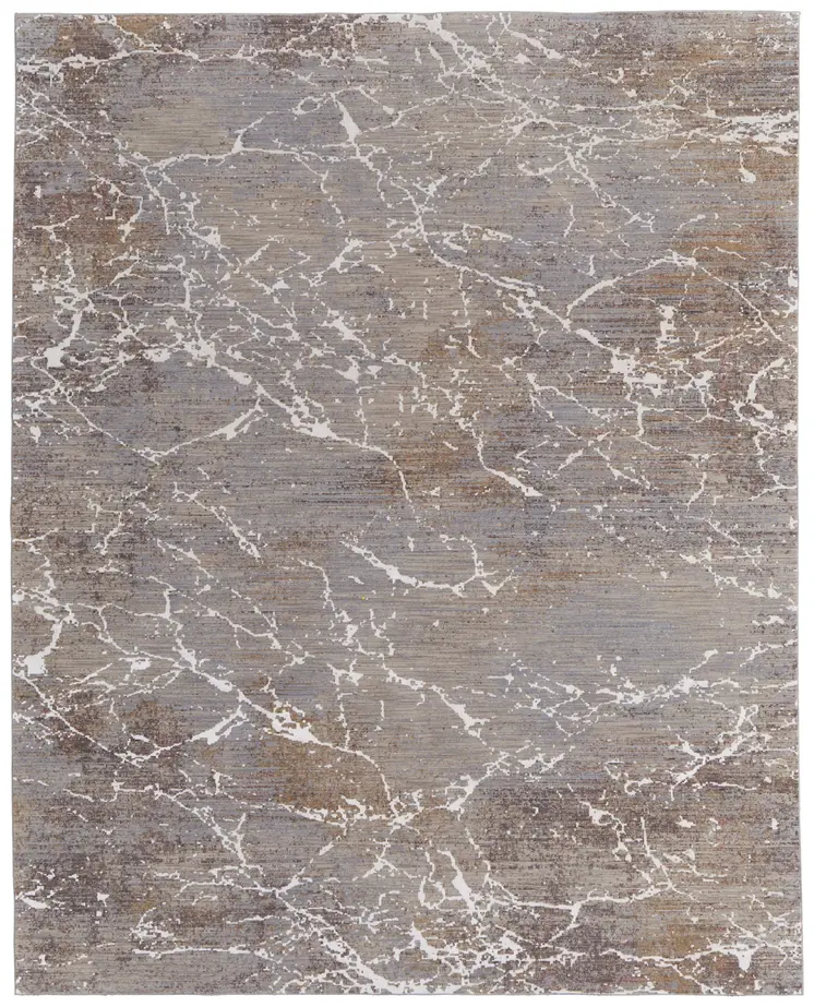 12' X 15' Ivory Brown and Taupe Abstract Power Loom Area Rug