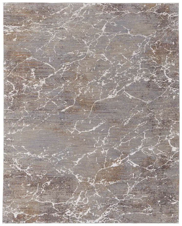 12' X 15' Ivory Brown and Taupe Abstract Power Loom Area Rug
