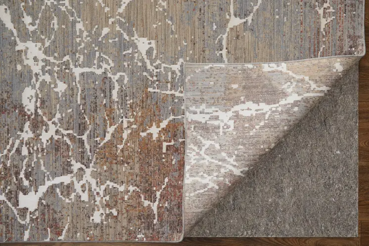 12' X 15' Ivory Brown and Taupe Abstract Power Loom Area Rug