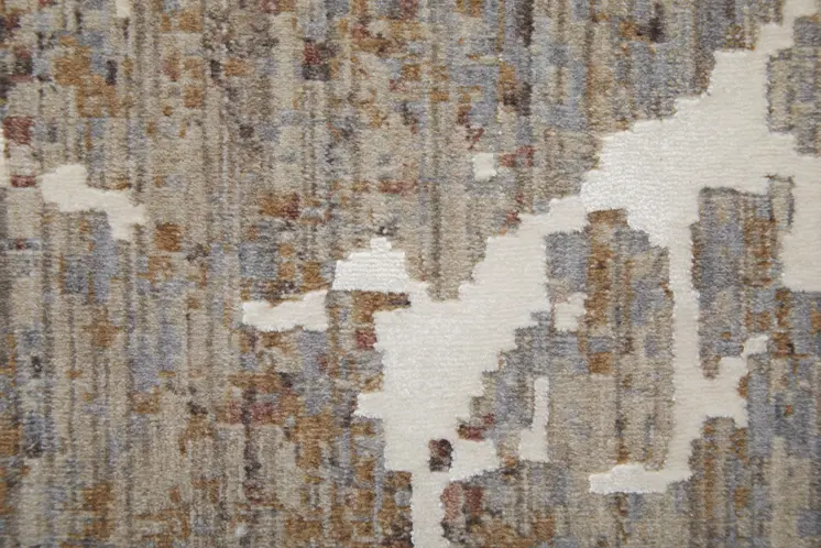 12' X 15' Ivory Brown and Taupe Abstract Power Loom Area Rug