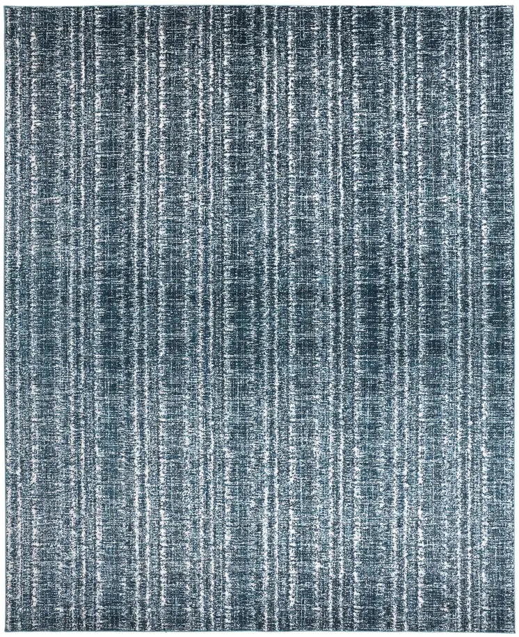 10' X 13' Blue and Ivory Power Loom Area Rug