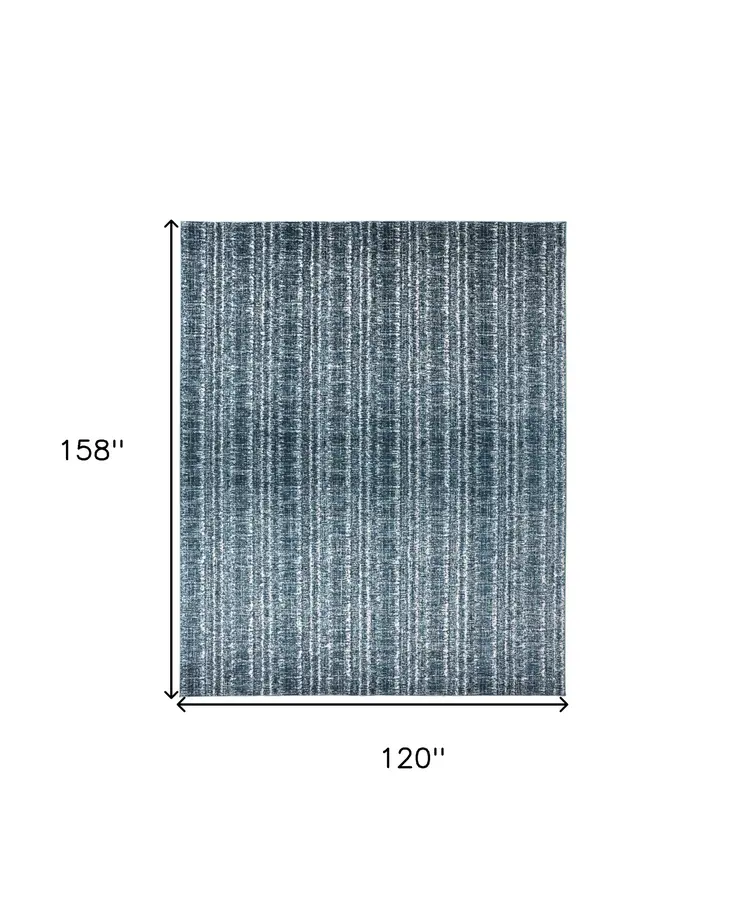 10' X 13' Blue and Ivory Power Loom Area Rug