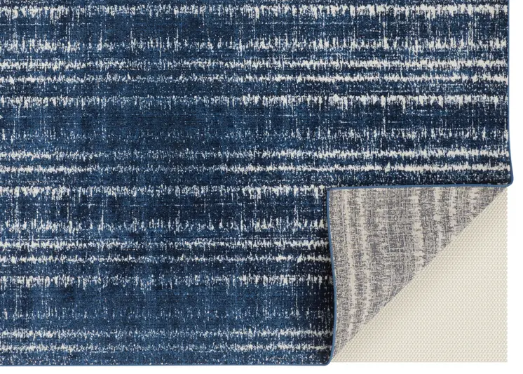 4' X 6' Blue Black and Ivory Power Loom Area Rug