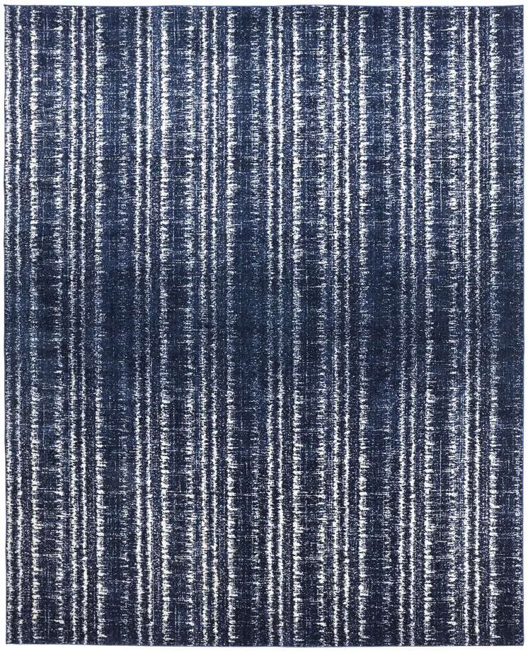 4' X 6' Blue Black and Ivory Power Loom Area Rug