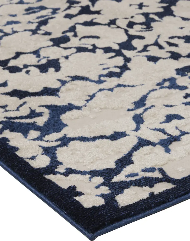 10' X 13' Blue and Ivory Abstract Power Loom Area Rug