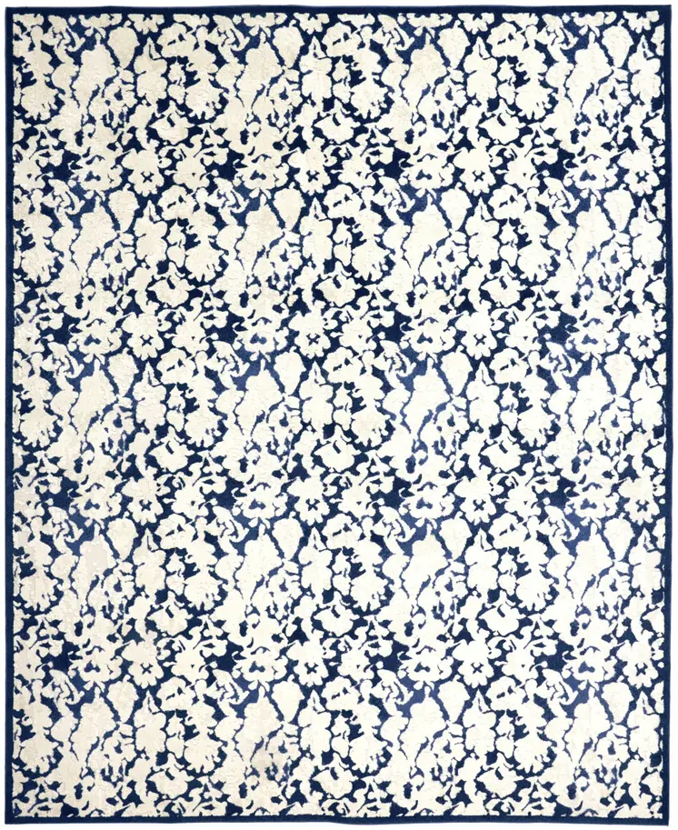 10' X 13' Blue and Ivory Abstract Power Loom Area Rug