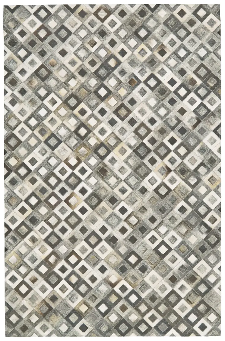 6' X 9' Black Gray and White Faux Cowhide Animal Print Power Loom Area Rug
