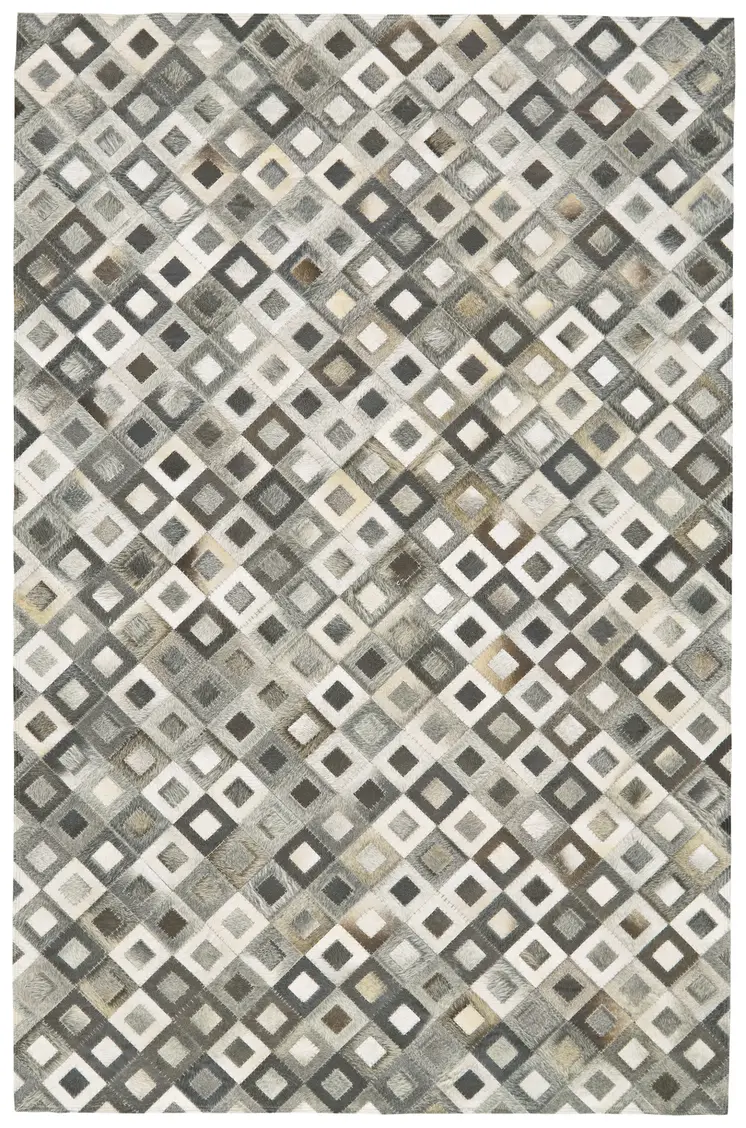 6' X 9' Black Gray and White Faux Cowhide Animal Print Power Loom Area Rug