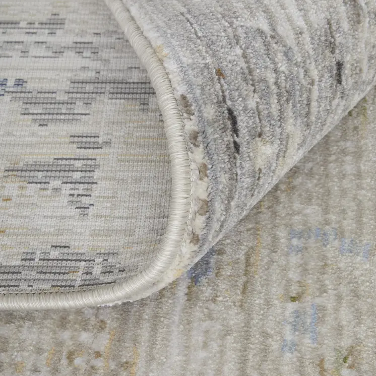 9' X 13' Red Blue and Ivory Abstract Power Loom Area Rug