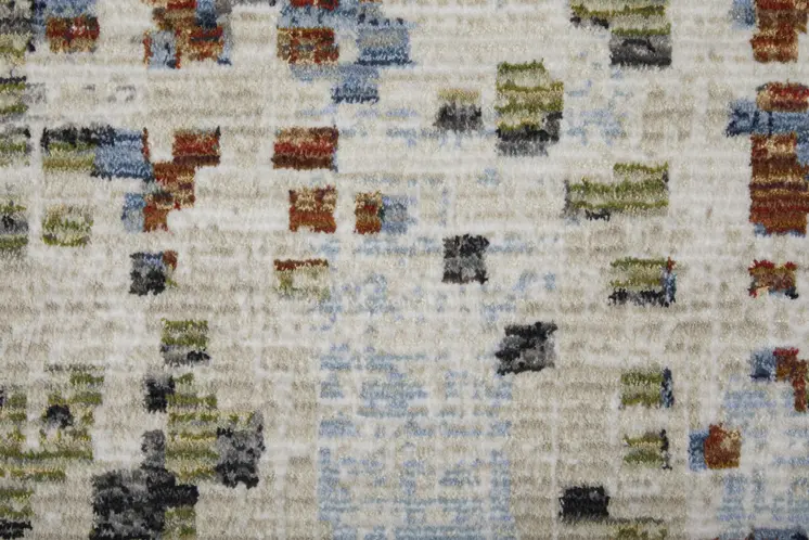 8' X 10' Ivory Green and Blue Abstract Power Loom Area Rug