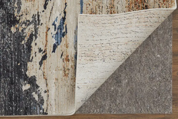 9' X 13' Blue Gray and Tan Abstract Power Loom Area Rug