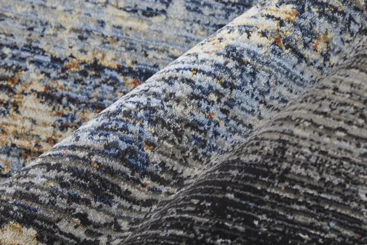 9' X 13' Blue Gray and Tan Abstract Power Loom Area Rug