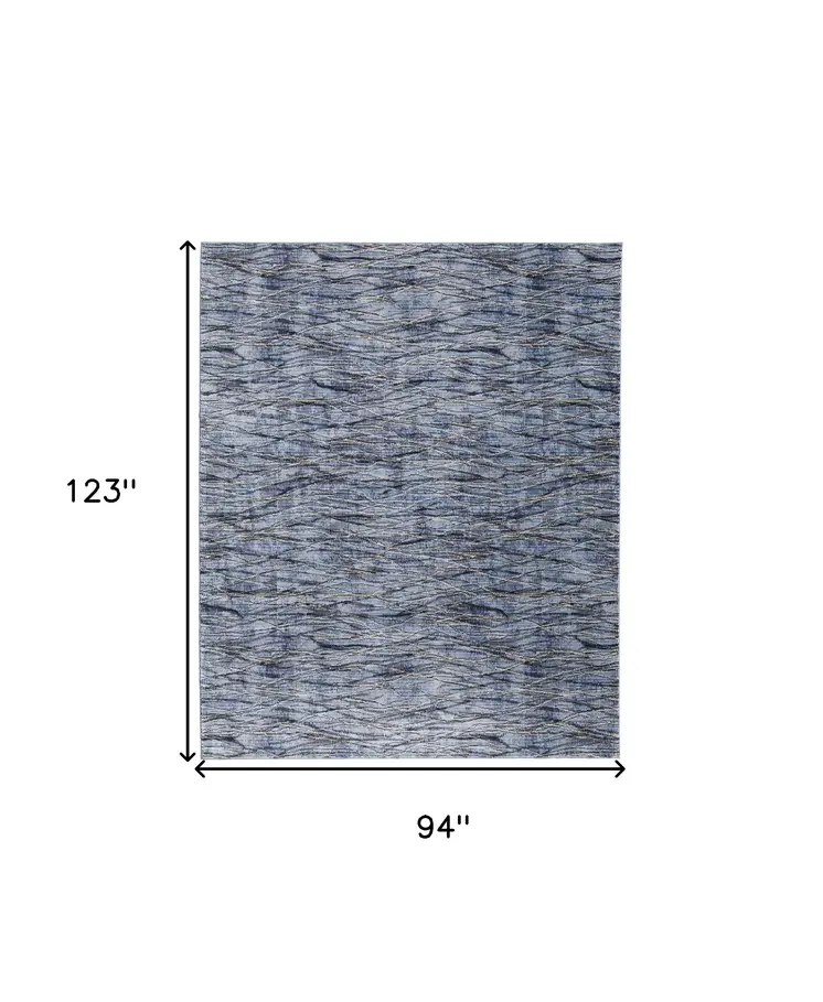 8' X 10' Blue Ivory and Tan Abstract Power Loom Area Rug