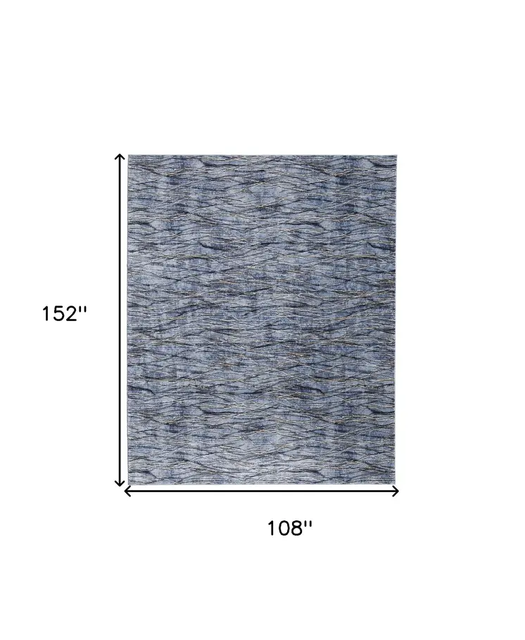 9' X 13' Blue Ivory and Tan Abstract Power Loom Area Rug