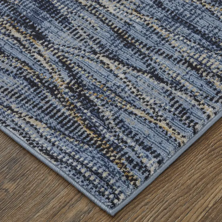 9' X 13' Blue Ivory and Tan Abstract Power Loom Area Rug