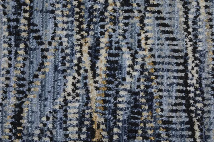 9' X 13' Blue Ivory and Tan Abstract Power Loom Area Rug