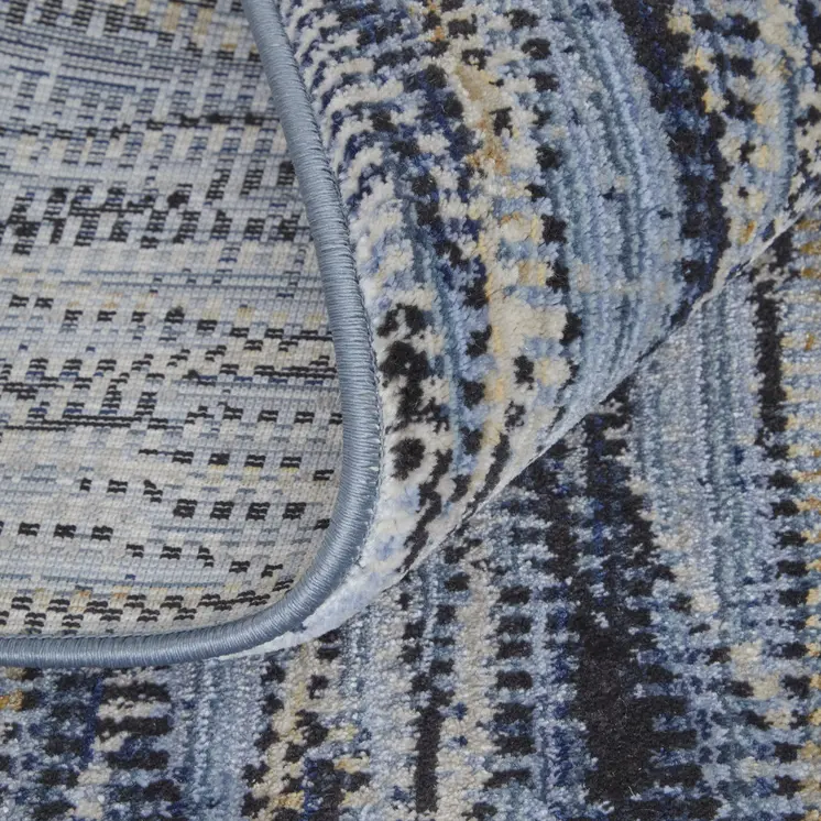 9' X 13' Blue Ivory and Tan Abstract Power Loom Area Rug