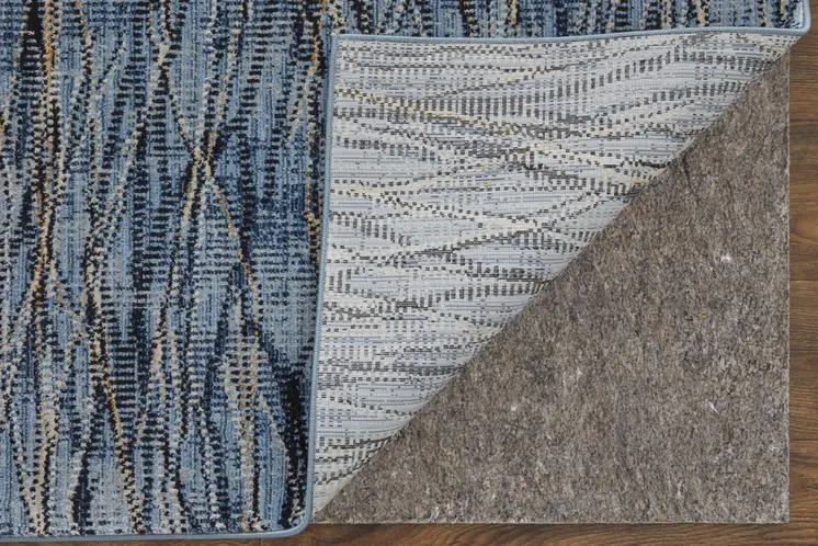 2' X 3' Blue Ivory and Tan Abstract Power Loom Area Rug