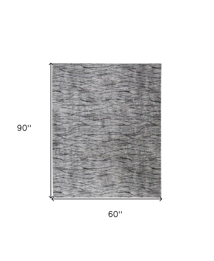 5' X 8' Gray Ivory and Tan Abstract Power Loom Area Rug