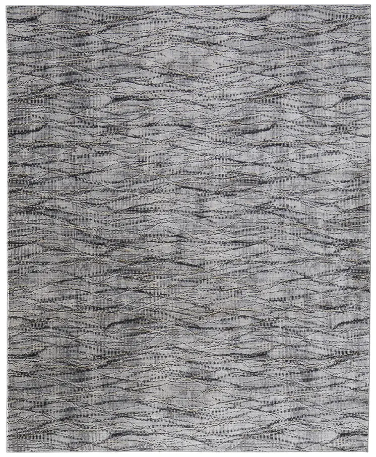 5' X 8' Gray Ivory and Tan Abstract Power Loom Area Rug