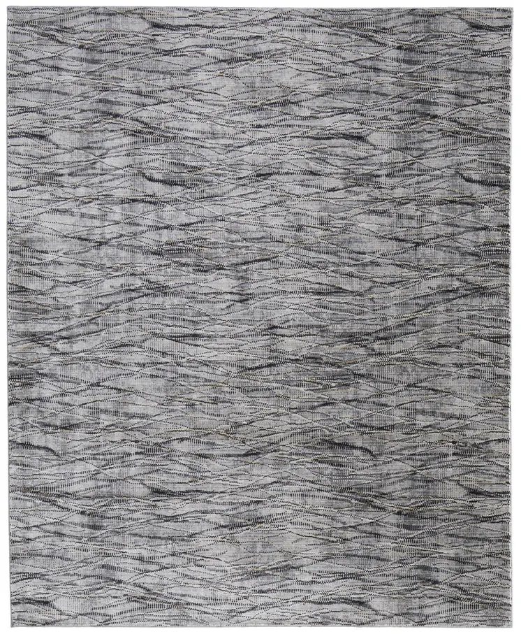 9' X 13' Gray Ivory and Tan Abstract Power Loom Area Rug
