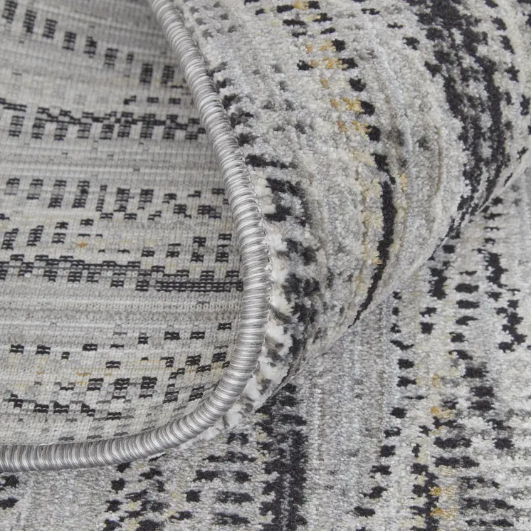 9' X 13' Gray Ivory and Tan Abstract Power Loom Area Rug