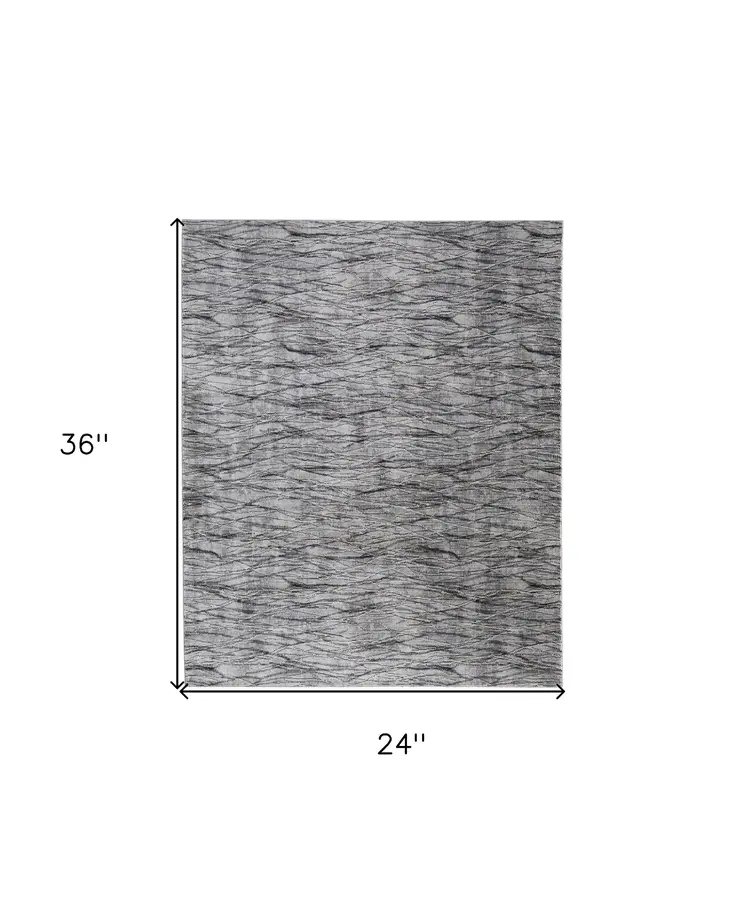 2' X 3' Gray Ivory and Tan Abstract Power Loom Area Rug