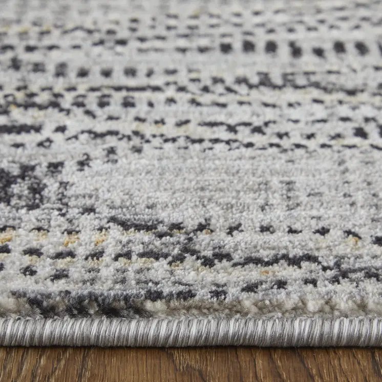 2' X 3' Gray Ivory and Tan Abstract Power Loom Area Rug