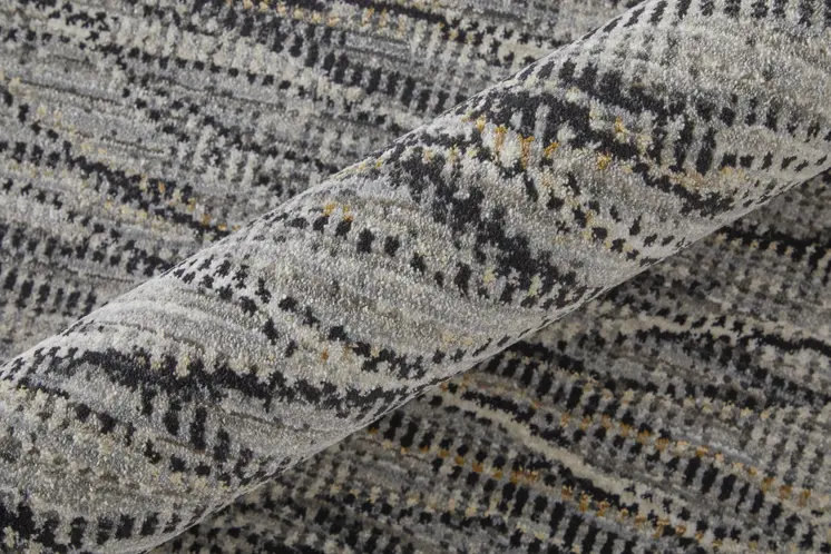 2' X 3' Gray Ivory and Tan Abstract Power Loom Area Rug