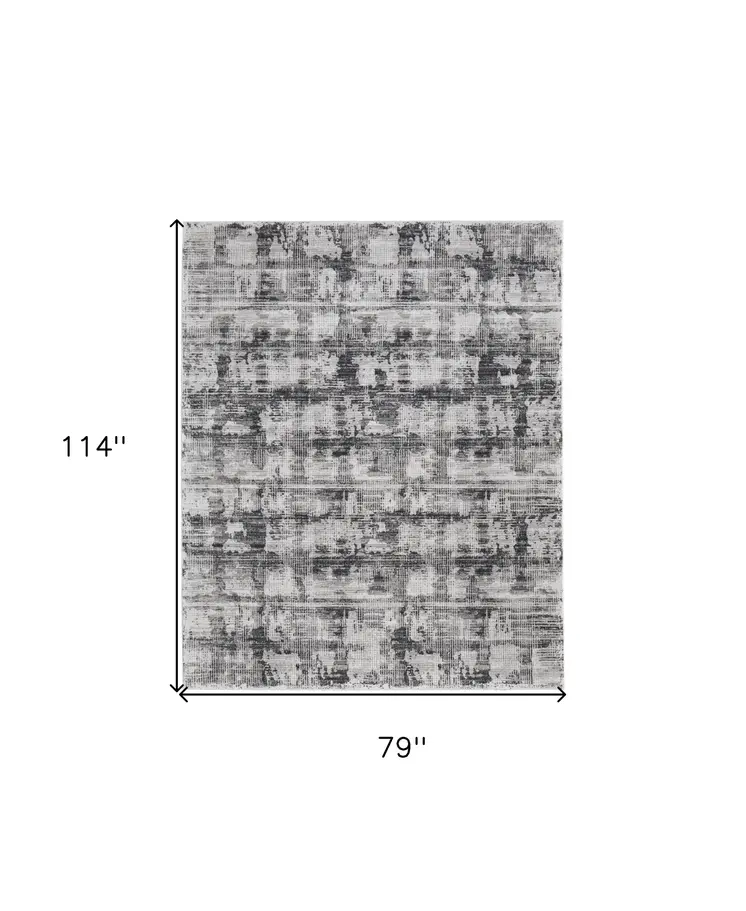 7' X 10' Gray and Ivory Abstract Power Loom Area Rug