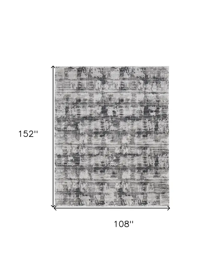 9' X 13' Gray and Ivory Abstract Power Loom Area Rug