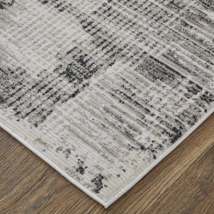 9' X 13' Gray and Ivory Abstract Power Loom Area Rug