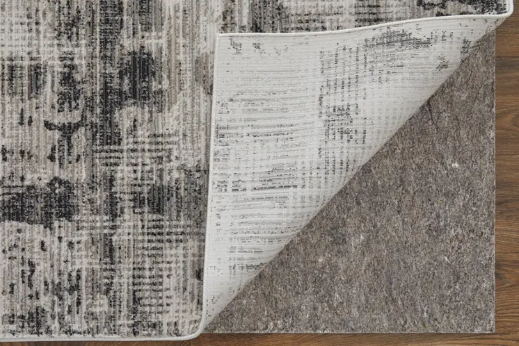 9' X 13' Gray and Ivory Abstract Power Loom Area Rug