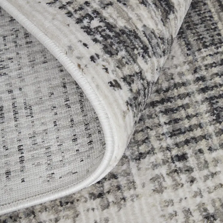 9' X 13' Gray and Ivory Abstract Power Loom Area Rug