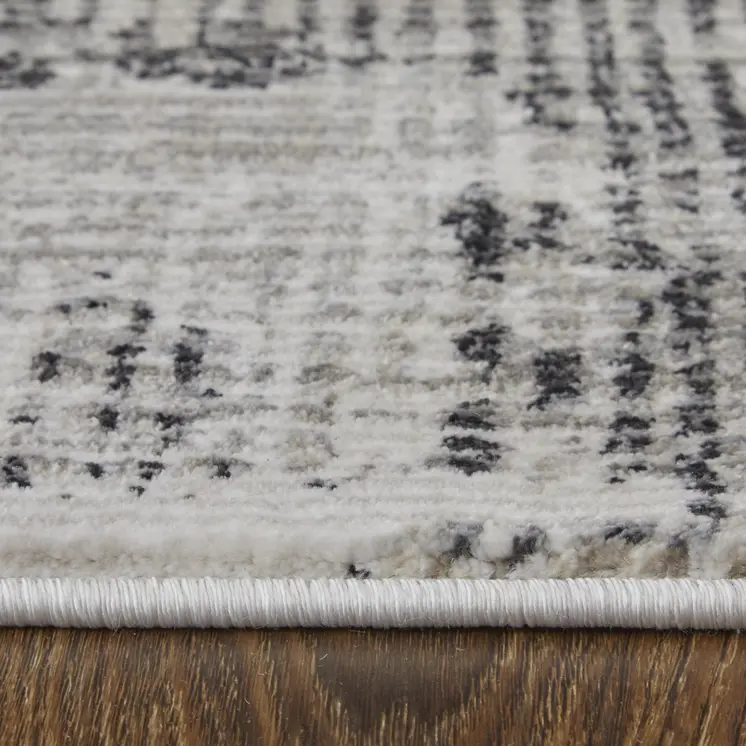 2' X 3' Gray and Ivory Abstract Power Loom Area Rug