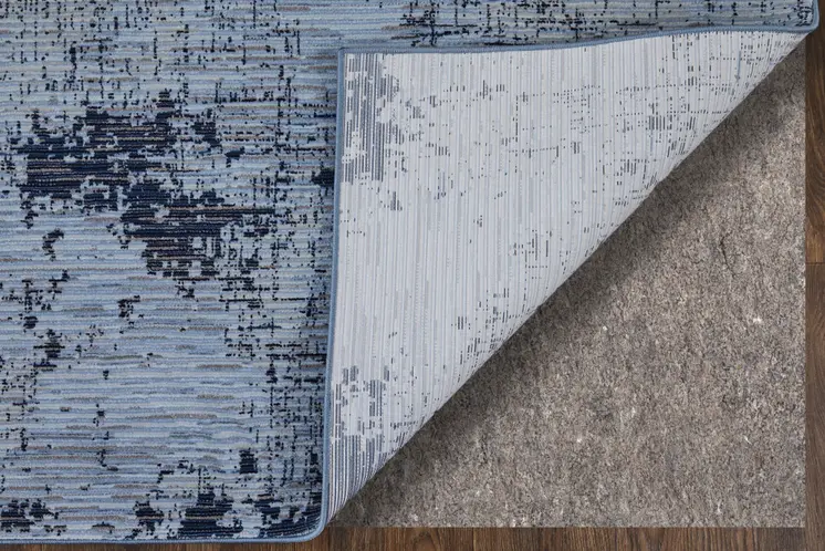 5' X 8' Light Blue and Black Abstract Power Loom Area Rug
