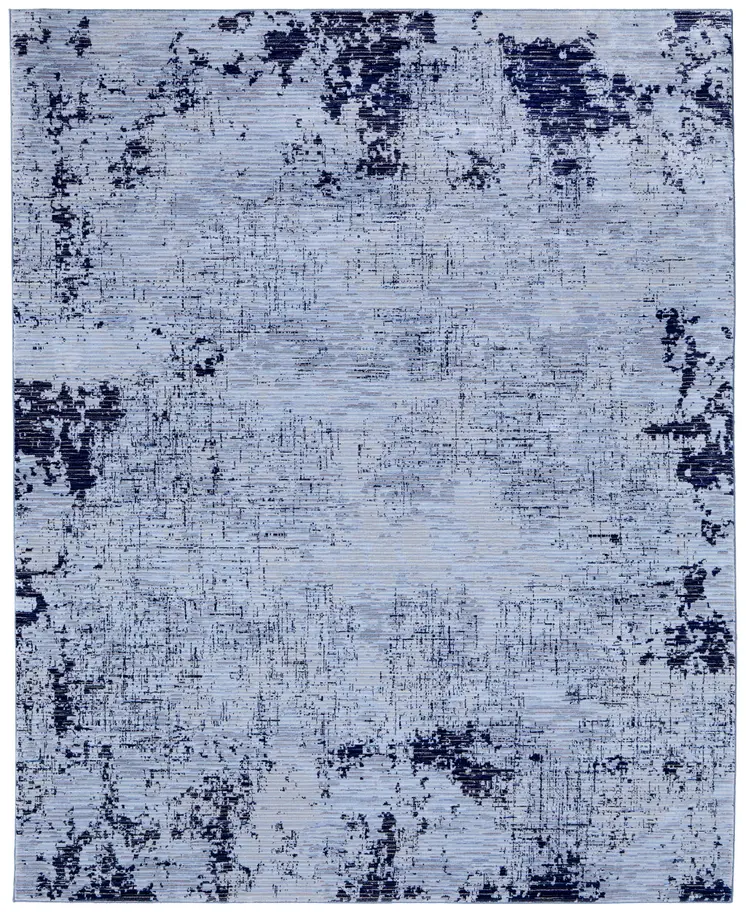 7' X 10' Light Blue and Black Abstract Power Loom Area Rug