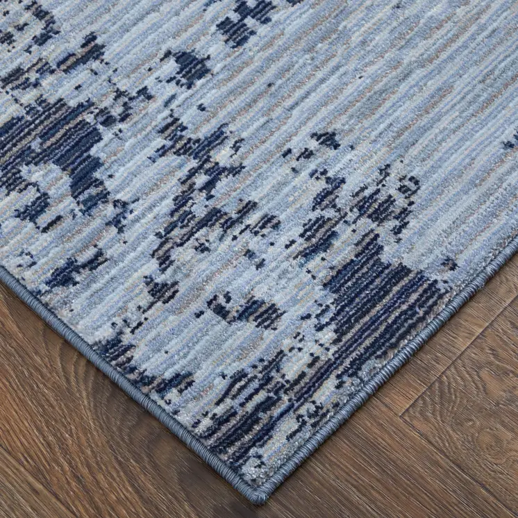 2' X 3' Light Blue and Black Abstract Power Loom Area Rug