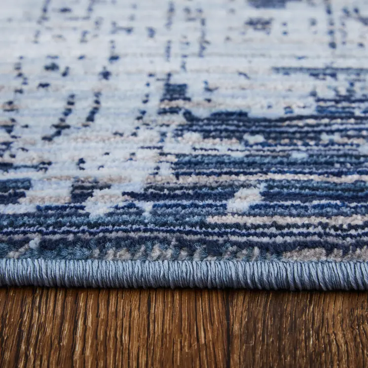 2' X 3' Light Blue and Black Abstract Power Loom Area Rug