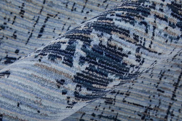 2' X 3' Light Blue and Black Abstract Power Loom Area Rug