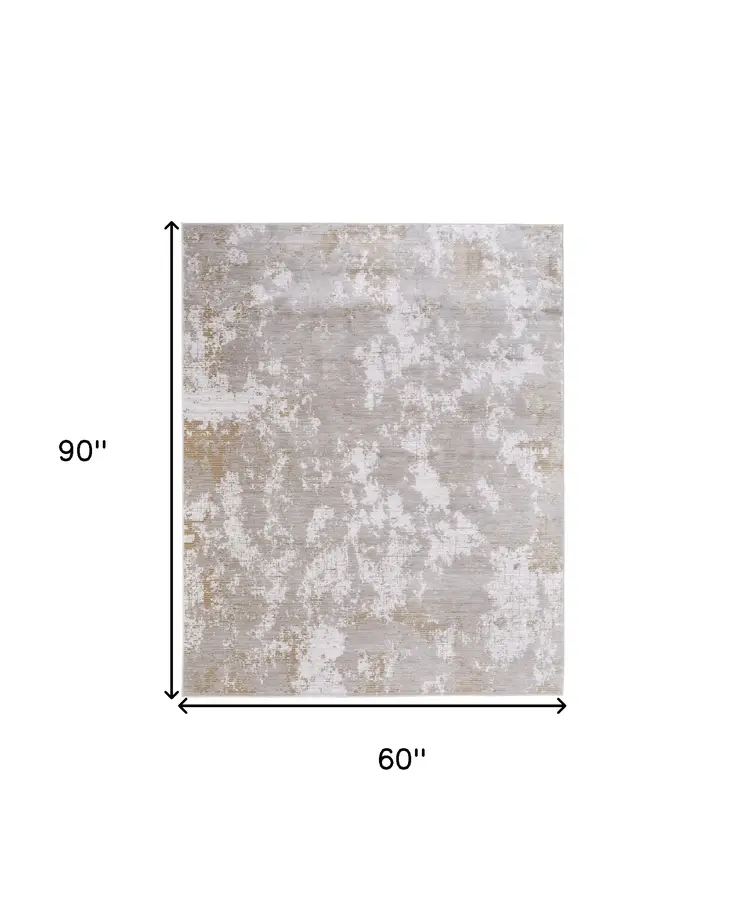 5' X 8' Gray Brown and Ivory Abstract Power Loom Area Rug