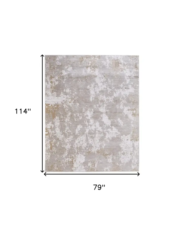 7' X 10' Gray Brown and Ivory Abstract Power Loom Area Rug