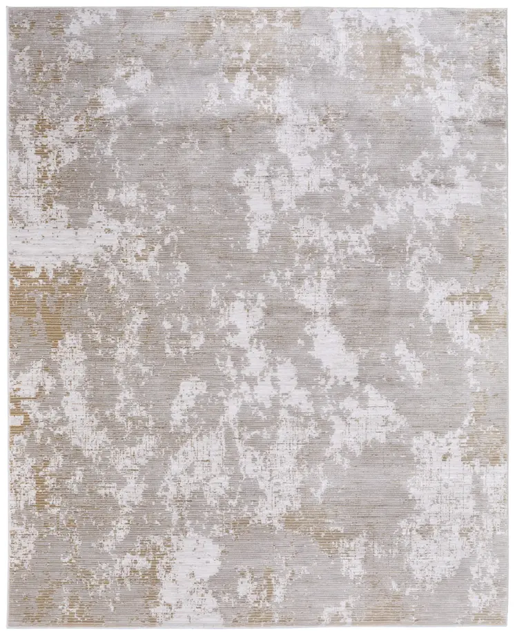 8' X 10' Gray Brown and Ivory Abstract Power Loom Area Rug