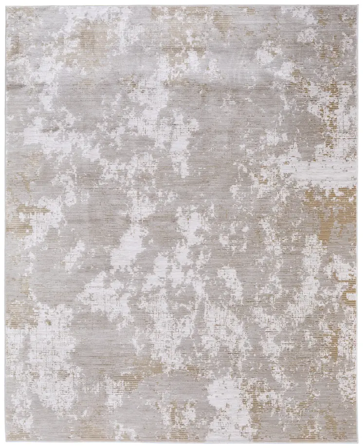 8' X 10' Gray Brown and Ivory Abstract Power Loom Area Rug