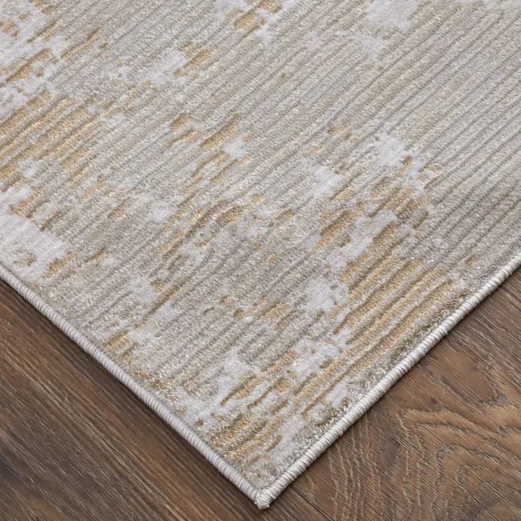 2' X 3' Gray Brown and Ivory Abstract Power Loom Area Rug