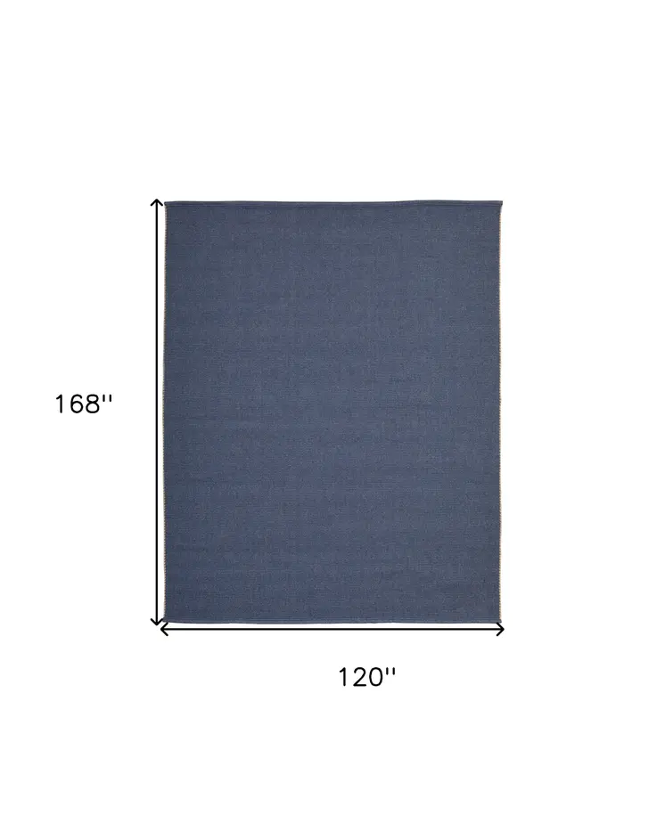 10' X 14' Blue Hand Woven Area Rug