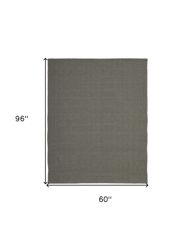 5' X 8' Green Hand Woven Area Rug