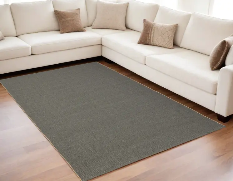 5' X 8' Green Hand Woven Area Rug