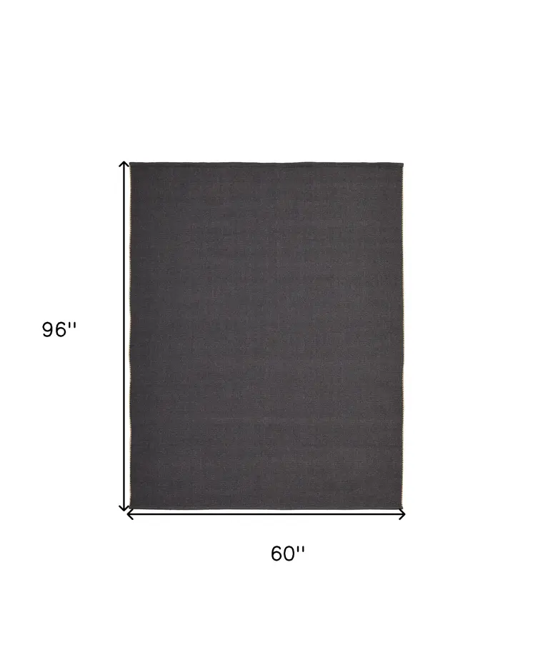 5' X 8' Tan and Gray Hand Woven Area Rug