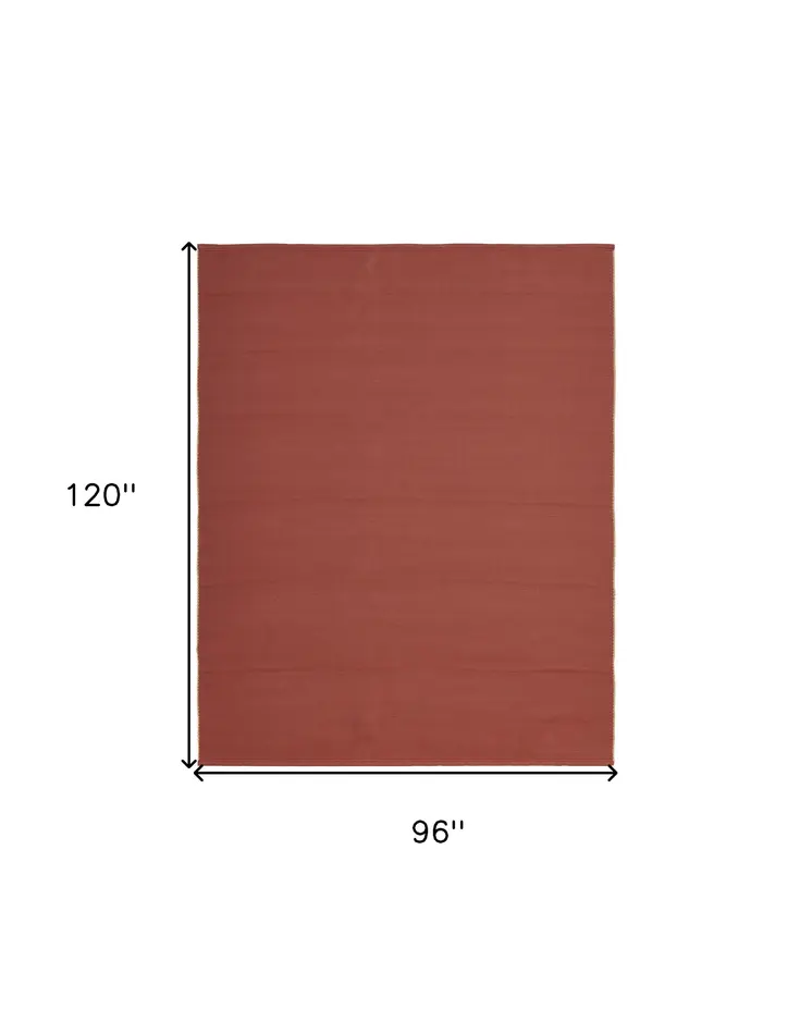 8' X 10' Red and Tan Hand Woven Area Rug